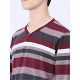 ランダムボーダー フェイクVネック長袖Tシャツ | TAKA-Q MEN | 詳細画像8 
