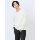 ジオメトリックジャガード フェイクVネック長袖Tシャツ | TAKA-Q MEN | 詳細画像1
