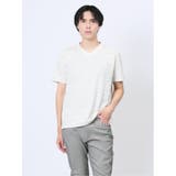 03ライトグレー | メッシュボーダー フェイクVネック半袖Tシャツ | TAKA-Q MEN