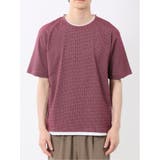 格子柄ジャガード クルーネック半袖Tシャツ | TAKA-Q MEN | 詳細画像18