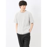 02アイボリー | 格子柄ジャガード クルーネック半袖Tシャツ | TAKA-Q MEN