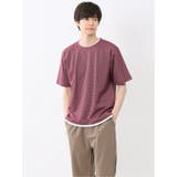 15ワイン | 格子柄ジャガード クルーネック半袖Tシャツ | TAKA-Q MEN
