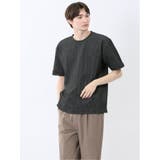 05黒 | ジグザグジャガード クルーネック半袖Tシャツ | TAKA-Q MEN