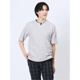 杢スラブ フェイクヘンリーネック半袖Tシャツ | TAKA-Q MEN | 詳細画像1