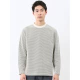 バーズアイジャガード クルーネック長袖Tシャツ | TAKA-Q MEN | 詳細画像1 