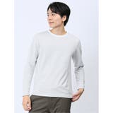 02アイボリー | ジャガード バーズアイ クルーネック長袖Tシャツ | TAKA-Q MEN
