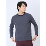75紺 | ジャガード バーズアイ クルーネック長袖Tシャツ | TAKA-Q MEN