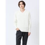 ジオメトリックジャガード Vネック長袖Tシャツ | TAKA-Q MEN | 詳細画像1