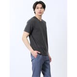リンクスダイヤ柄ジャガード Vネック半袖Tシャツ | TAKA-Q MEN | 詳細画像15 