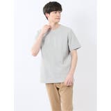 03ライトグレー | メランジ 裏ボーダー クルーネック半袖Tシャツ | TAKA-Q MEN