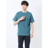 71ターコイズ | メランジ 裏ボーダー クルーネック半袖Tシャツ | TAKA-Q MEN