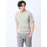 01白 | 千鳥ジャガード Vネック半袖Tシャツ | TAKA-Q MEN