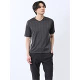 05黒 | 千鳥ジャガード Vネック半袖Tシャツ | TAKA-Q MEN