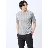 07白黒 | 千鳥ジャガード Vネック半袖Tシャツ | TAKA-Q MEN