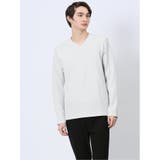 03ライトグレー | バイアスジャガード Vネック長袖Tシャツ | TAKA-Q MEN