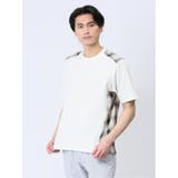 01白 | 布帛使い クルーネック半袖Tシャツ | TAKA-Q MEN