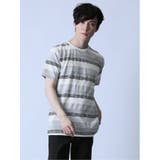 04グレー | ジャガードボーダー クルーネック半袖Tシャツ | TAKA-Q MEN