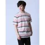 12ピンク | ジャガードボーダー クルーネック半袖Tシャツ | TAKA-Q MEN