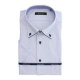 73サックス | ノーアイロンストレッチ レギュラーフィットボタンダウン半袖ニットシャツ | TAKA-Q MEN