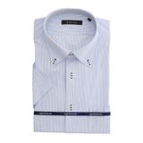 73サックス | ノーアイロンストレッチ レギュラーフィットボタンダウン半袖ニットシャツ | TAKA-Q MEN