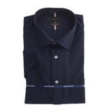 75紺 | ノーアイロンストレッチ スリムフィット ワイドカラー半袖ニットシャツ | TAKA-Q MEN