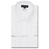 01白 | 綿100% ノーアイロン スタンダードフィット ワイドカラー長袖シャツ | TAKA-Q MEN