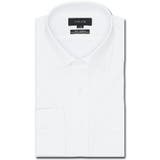 01白 | ノーアイロンストレッチ スタンダードフィット ワイドカラー長袖ニットシャツ | TAKA-Q MEN