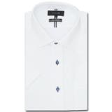 01白 | ノーアイロンストレッチ スタンダードフィット ワイドカラー半袖ニットシャツ | TAKA-Q MEN