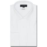 01白 | 綿100% ノーアイロン スタンダードフィット ワイドカラー長袖シャツ | TAKA-Q MEN