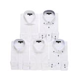 01白 | 【WEB限定】形態安定 吸水速乾 スリムフィット 長袖シャツ5枚セット | TAKA-Q MEN