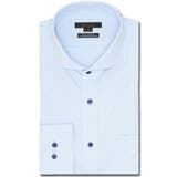 73サックス | ノーアイロンストレッチ スタンダードフィット カッタウェイ長袖ニットシャツ | TAKA-Q MEN