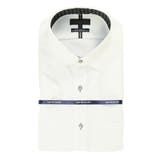 01白 | ノーアイロンストレッチ スリムフィット ワイドカラー半袖ニットシャツ | TAKA-Q MEN