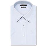 73サックス | ノーアイロンストレッチ スタンダードフィット ドゥエボタンダウン半袖ニットシャツ | TAKA-Q MEN