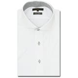 01白 | ノーアイロンストレッチ スタンダードフィット カッタウェイ半袖ニットシャツ | TAKA-Q MEN