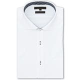 01白 | ノーアイロンストレッチ スタンダードフィット カッタウェイ半袖ニットシャツ | TAKA-Q MEN