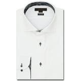 01白 | 形態安定 ストレッチ スタンダードフィット カッタウェイ長袖シャツ | TAKA-Q MEN