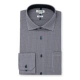 75紺 | ノーアイロンストレッチ スリムフィット セミワイドカラー長袖ニットシャツ | TAKA-Q MEN