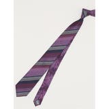 80パープル | シルク パネル柄 ナロータイ 7.0cm幅 | TAKA-Q MEN