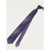80パープル | シルク パネル柄 ナロータイ 7.0cm幅 | TAKA-Q MEN