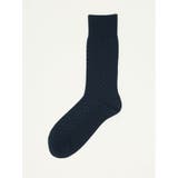75紺 | ストレッチ抗菌防臭 市松柄クルーソックス | TAKA-Q MEN
