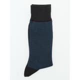 75紺 | ストレッチ抗菌防臭 ボーダー柄クルーソックス | TAKA-Q MEN