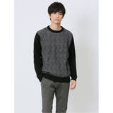 07白黒 | 二重臼柄 クルーネックニット | TAKA-Q MEN