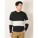 54カーキ | ストレッチウォッシャブル ふわもち衿配色 クルーニット | TAKA-Q MEN