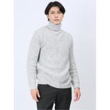 01白 | メランジ畦編 タートルニット | TAKA-Q MEN