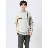 ふわもち 配色 モックネックニット | TAKA-Q MEN | 詳細画像1 
