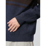 クロスストレッチ パネルボーダー クルーニット | TAKA-Q MEN | 詳細画像10 