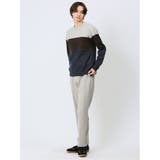 クロスストレッチ パネルボーダー クルーニット | TAKA-Q MEN | 詳細画像5 