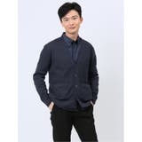75紺 | クロスストレッチ Vネック ニットカーディガン | TAKA-Q MEN