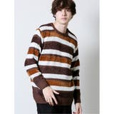 30茶 | ウォッシャブル フェザー×モールボーダー クルーネックニット | TAKA-Q MEN
