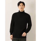 05黒 | ウォッシャブル ジャガード タートルネックニット | TAKA-Q MEN